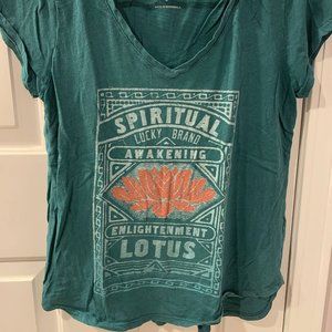 Lucky Brand V Neck Tee Green